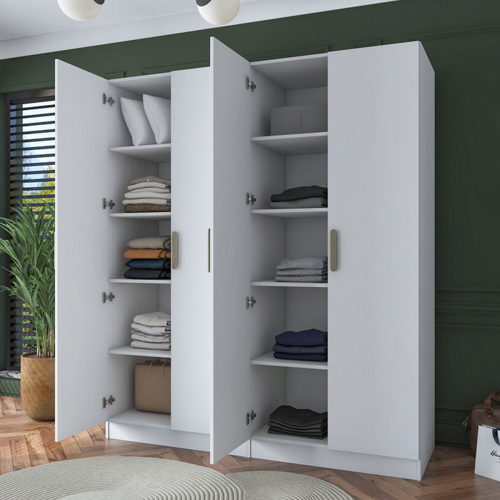 Hanah Home Armario Blanco con Estanterías Hanah Home Armario Blanco con Estanterías